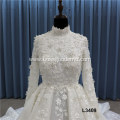 Beaded Luxury Long Train long sleeve ball gown Crystal wedding dress bridal gowns